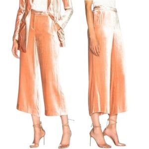 A.L.C. | Robbie Velvet Crop Pants in Rose | Pink Wide Leg Trousers | 0